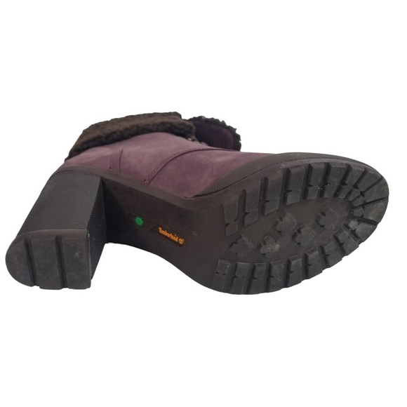 Timberland Camdale Fold Down Purple Leather Heeled‎ Boots A22E4 Womens size 7 - Picture 14 of 15